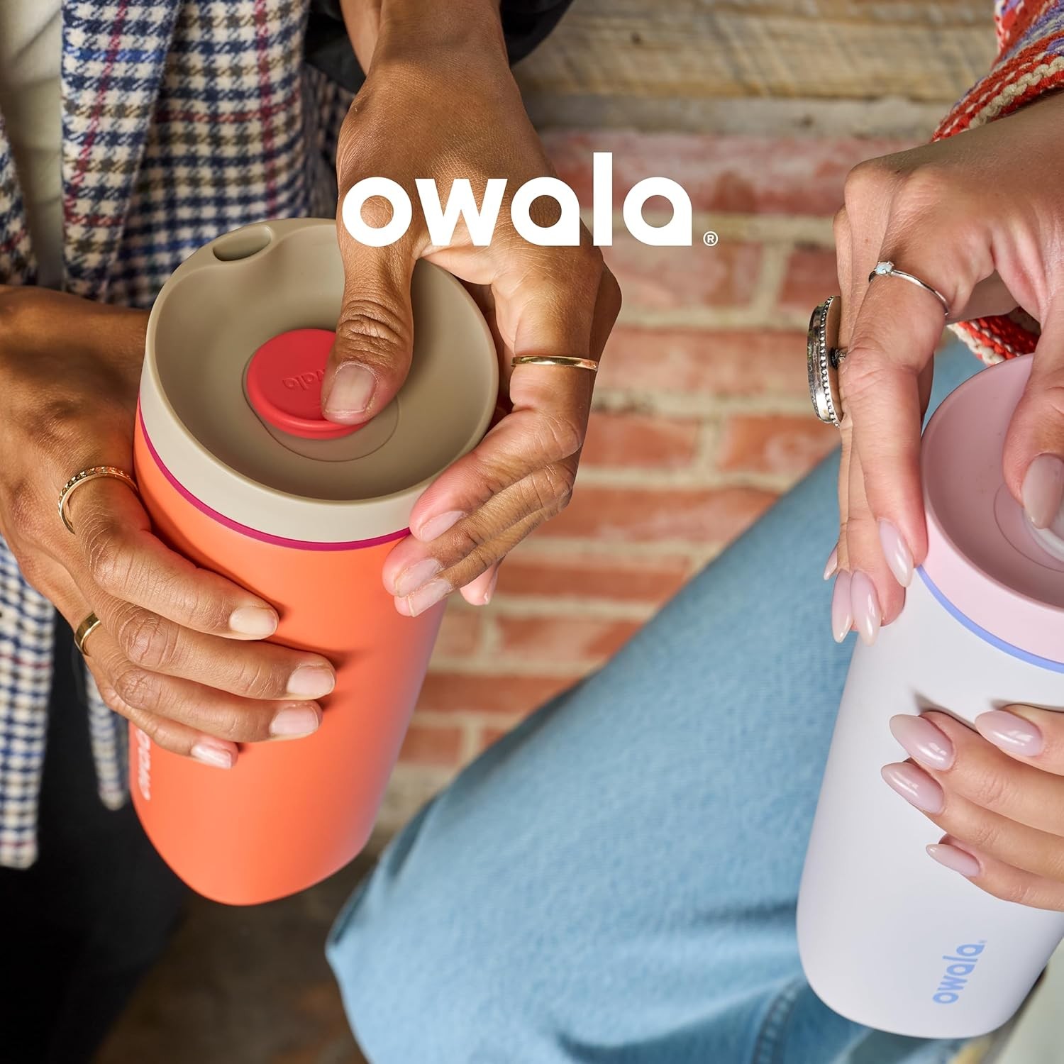 Owala SmoothSip Slider Insulated Stainless Steel 12 Ounces, Vanilla Bean