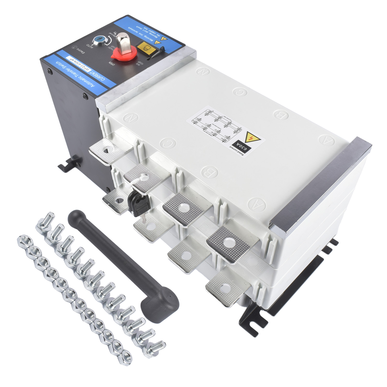 Industrial Automatic Transfer Switch 4P 630A 110V or 220V Auto or Manual Mode