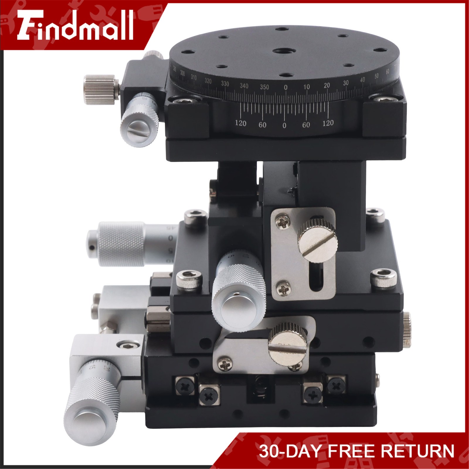 Findmall XYZR 4 Axis Manual Positioning Stage 60x60mm Tuning Sliding Table