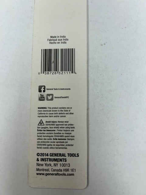 GENERAL TOOLS 676 STAINLESS STEEL RULER SCALE 1/8,1/16,1/32,1/64″ READING
