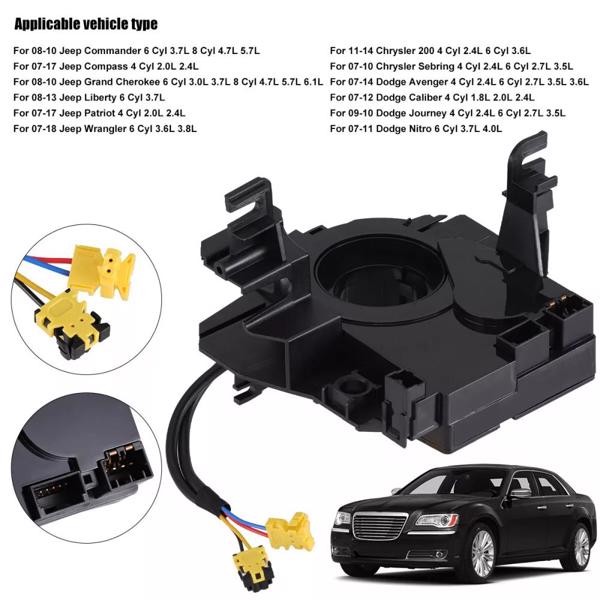 Steering Wheel Clock Spring w/ Angle Sensor For Jeep Wrangler JK 2007-2018