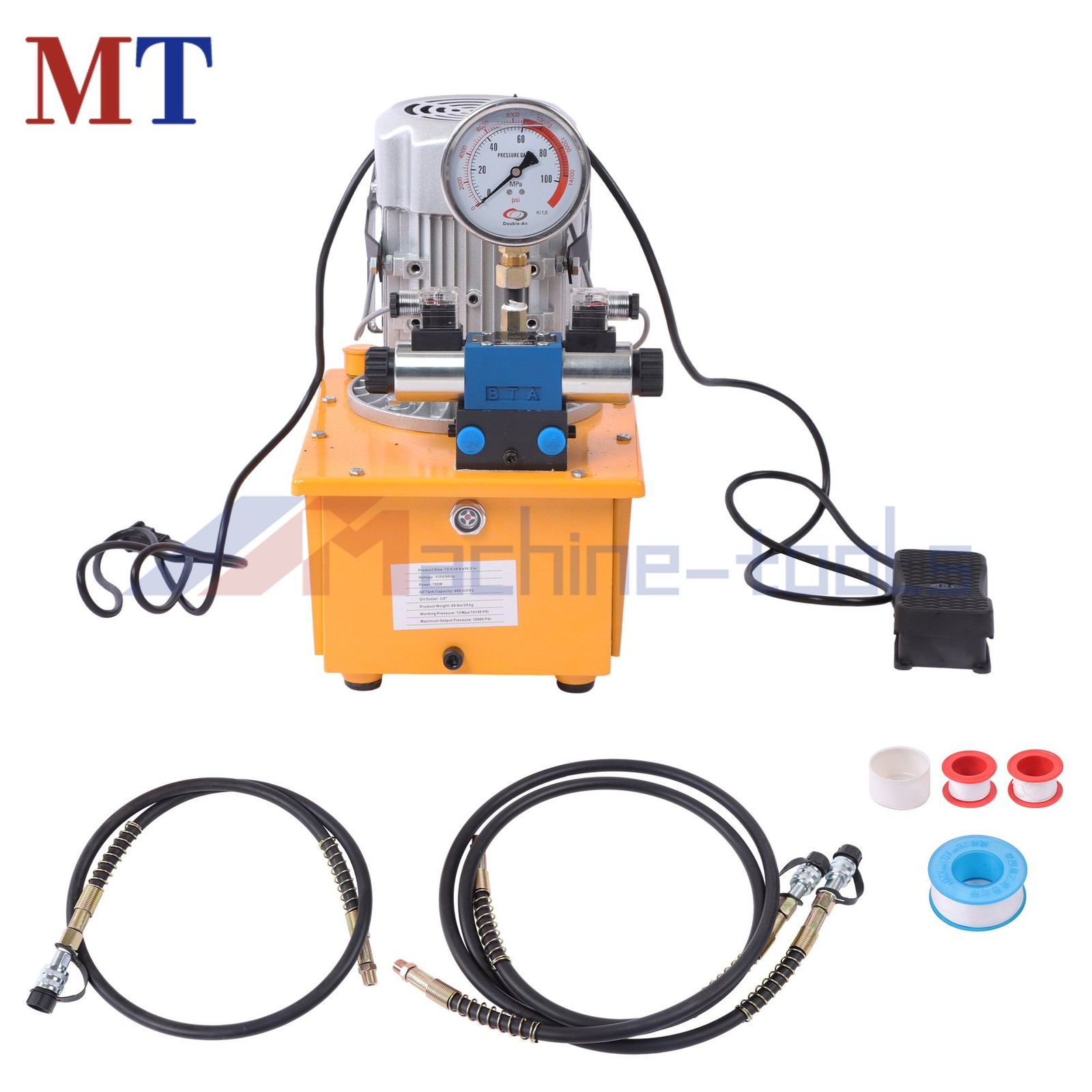 8L Solenoid Hydraulic Pump 10000 PSI Double Acting 0.7L/min