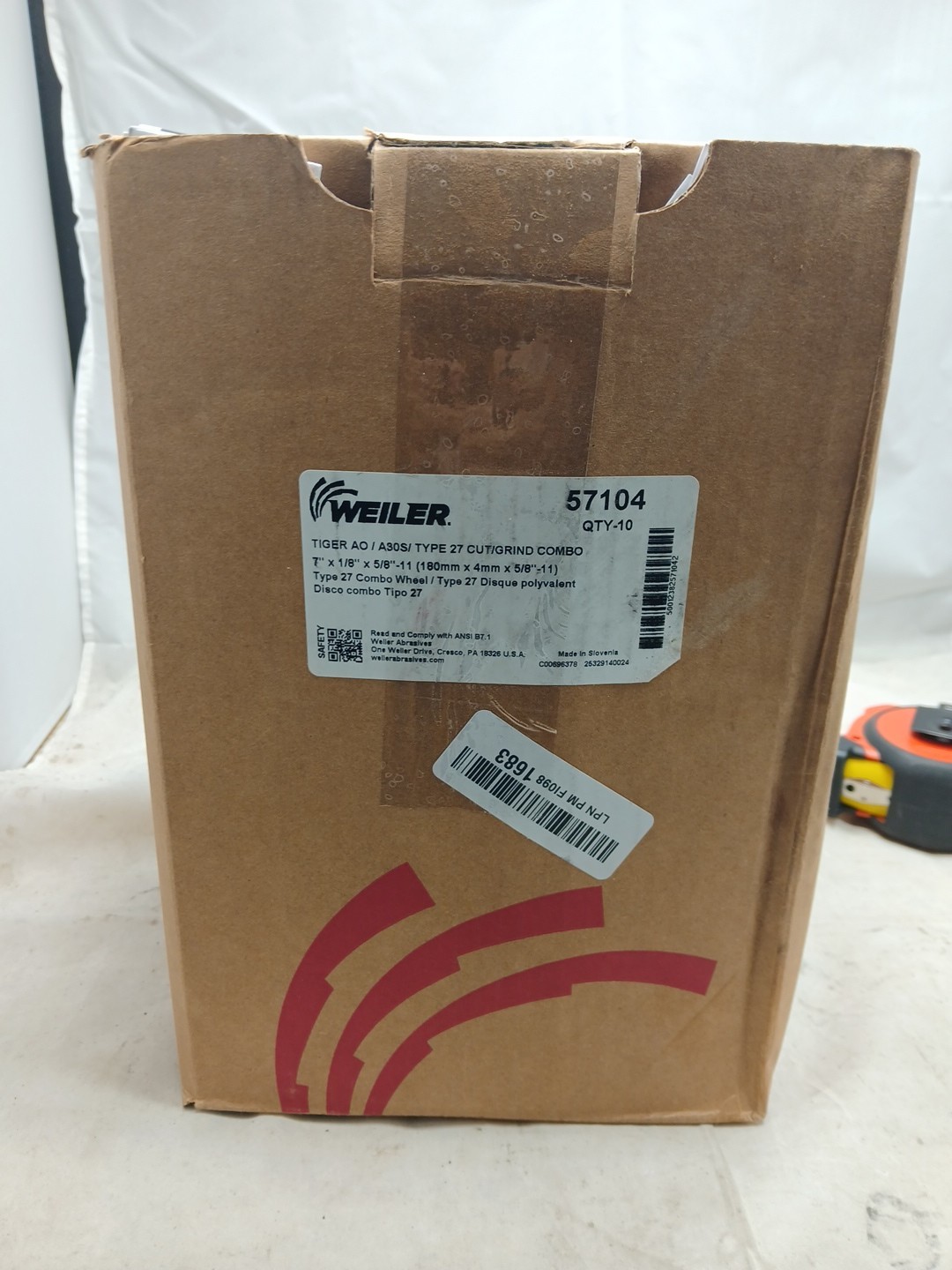 10Pk Weiler 57104 7″ Cut/Grind Wheel 1/8″ 5/8-11A T27 30GR A0, Box of 10 New OB