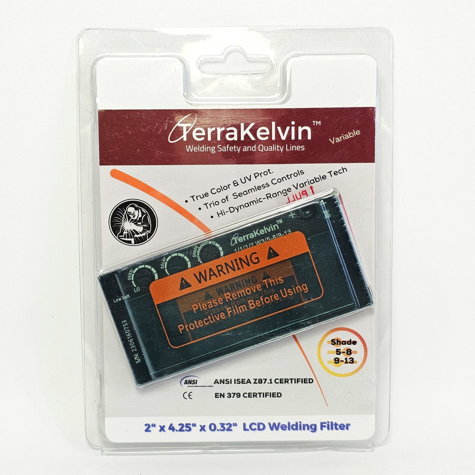 Terra Kelvin W3/5-8/9-13 LCD 2″ x 4.25″ x 0.32″ (Inches) Welding Filter New