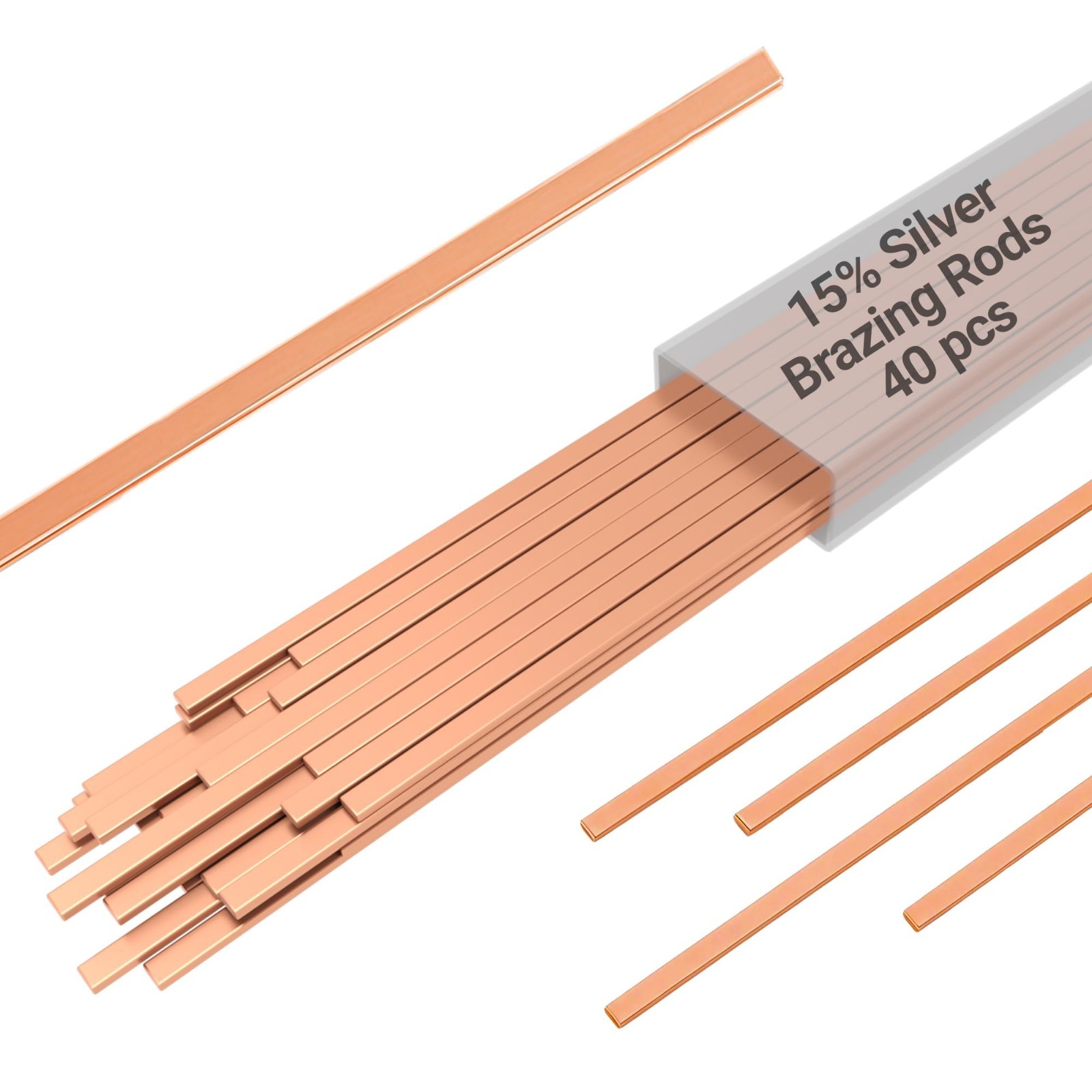 15% Silver Brazing Rods 40 Sticks 0.050″x1/8″x10″ for HVAC, Refrigeration, Weldi