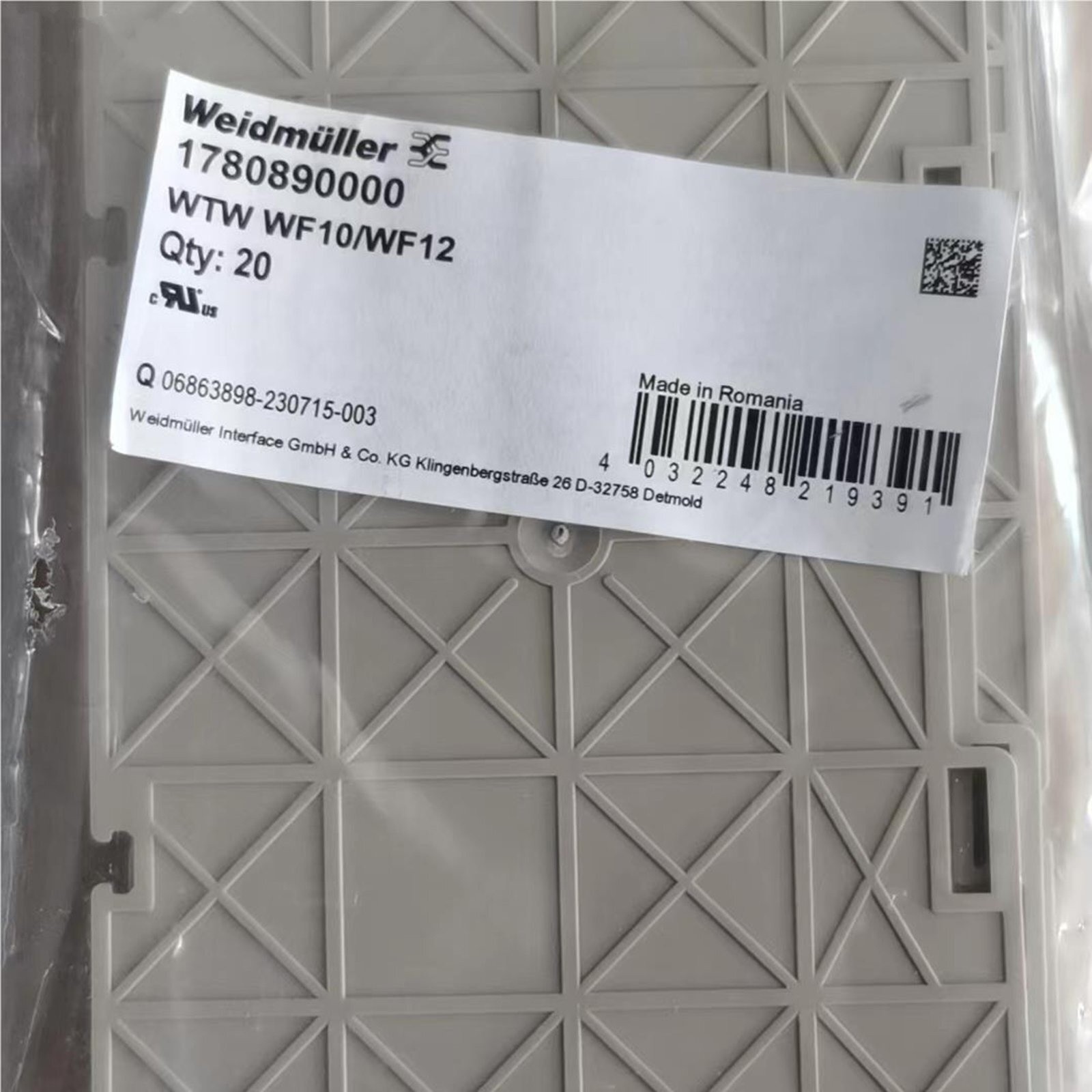 20pcs/bag new Weidmuller WTW WF10/WF12 1780890000 terminal end plate *le