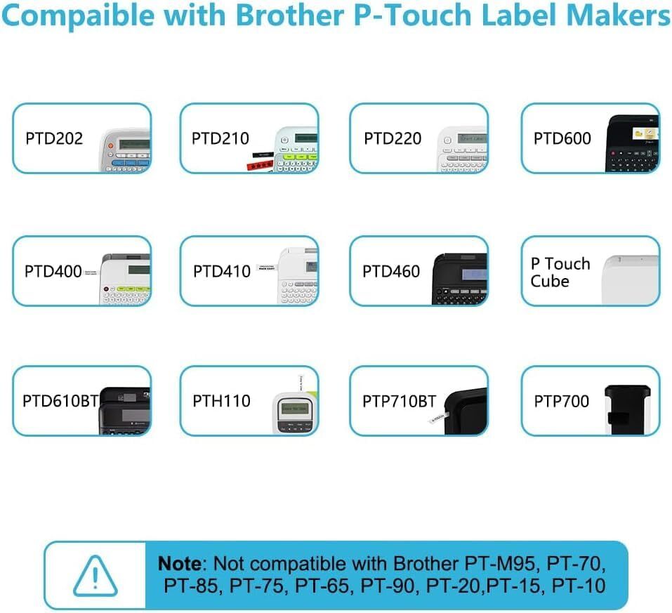 TZ TZe 131 Label Tape 12mm 0.47″ Laminated Black/Clear for Brother PT-D200 D600