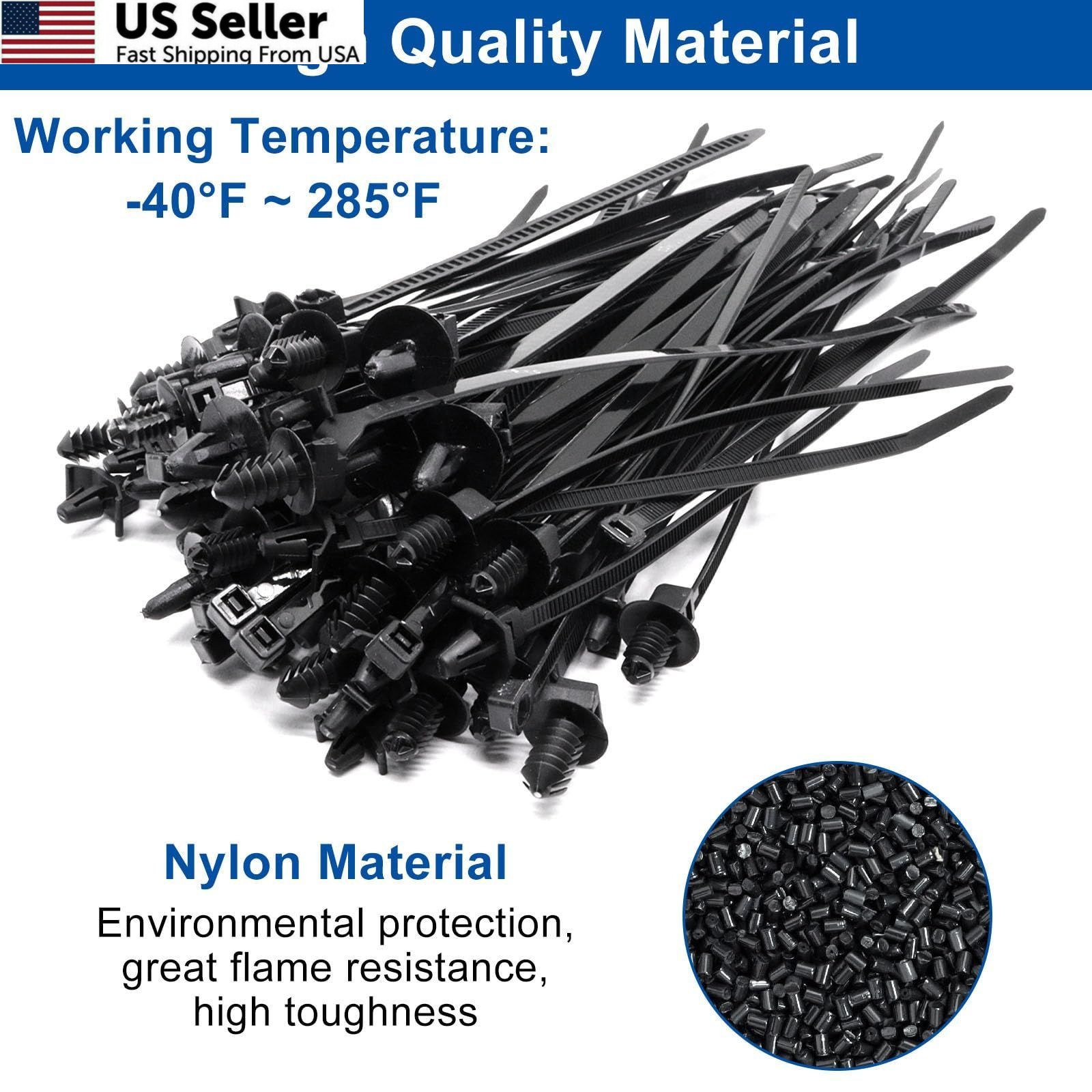 YuGtcen 60pcs Zip Ties Assorted Sizes, 6 Popular Size Push 60pcs, Black