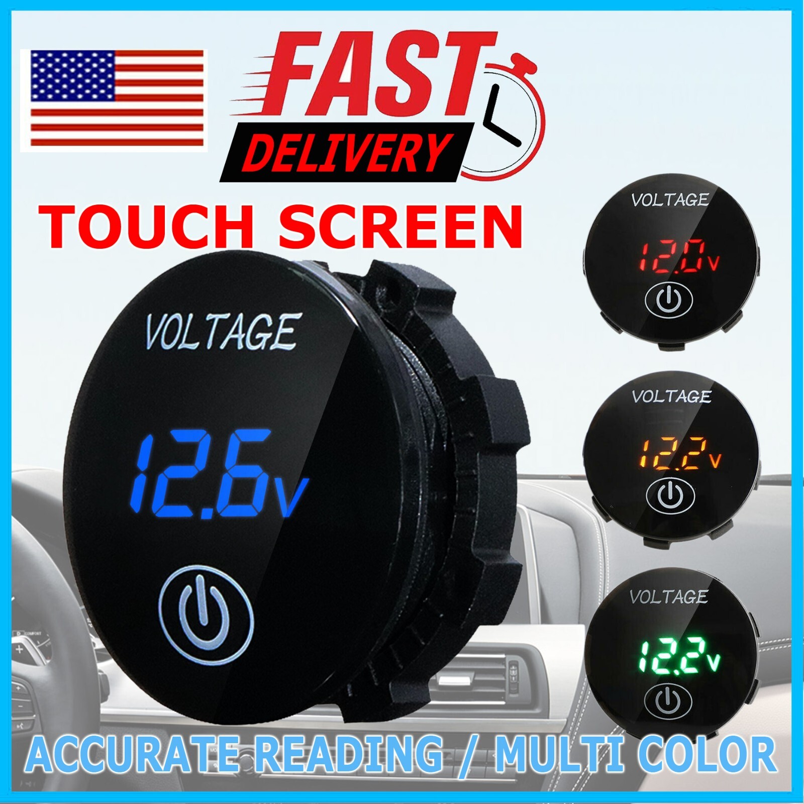 12V-24V Car Marine Motorcycle LED Digital Voltmeter Voltage Meter Battery Gauge