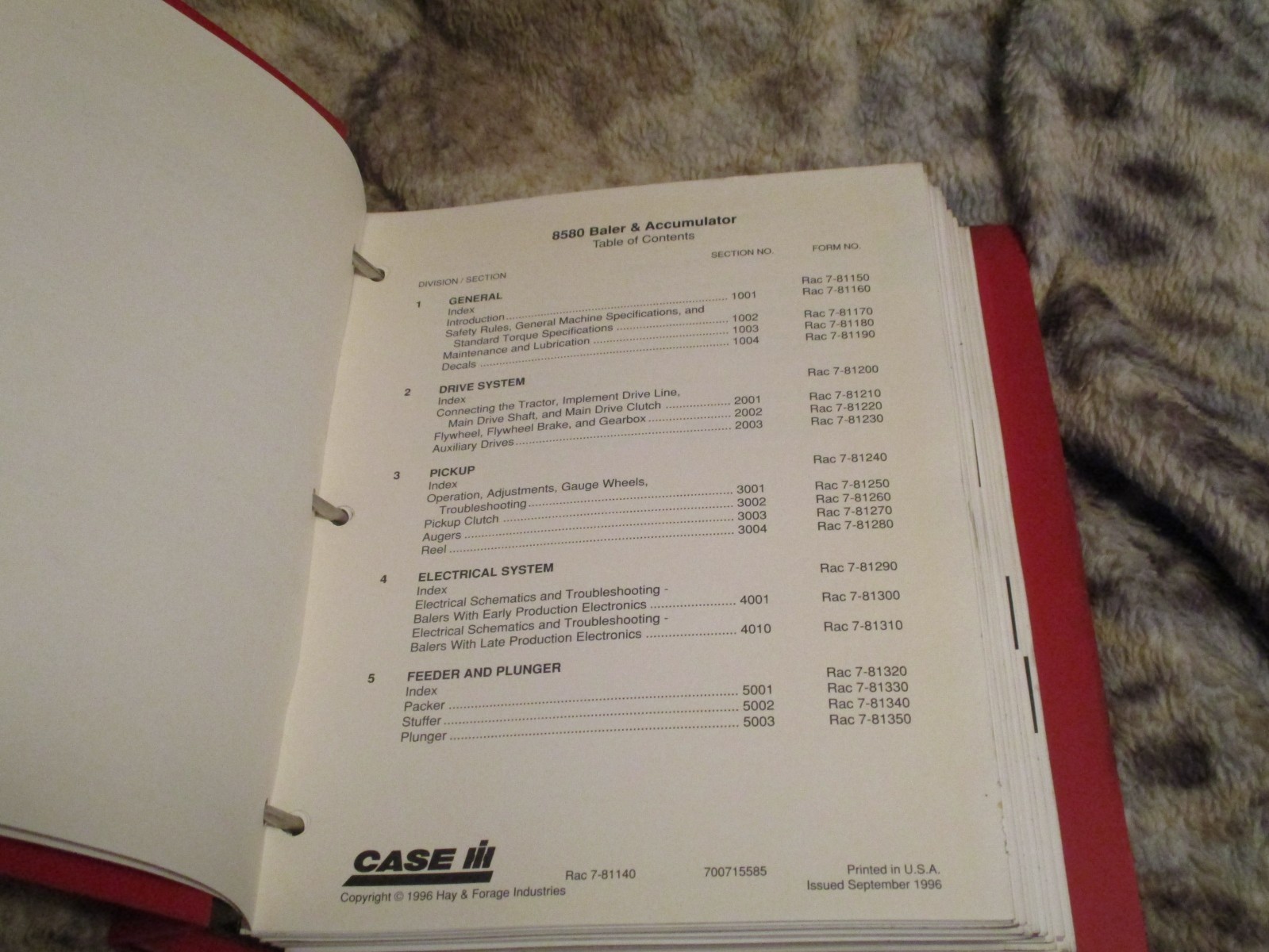 Case IH 8580 Baler & accumulator Service Repair Manual Original!