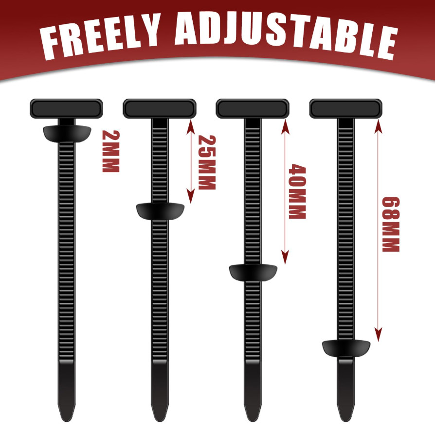 200x Car Push Pin Clips Zip Tie Fasteners Nylon Bumper Fender Trim Rivets Kit