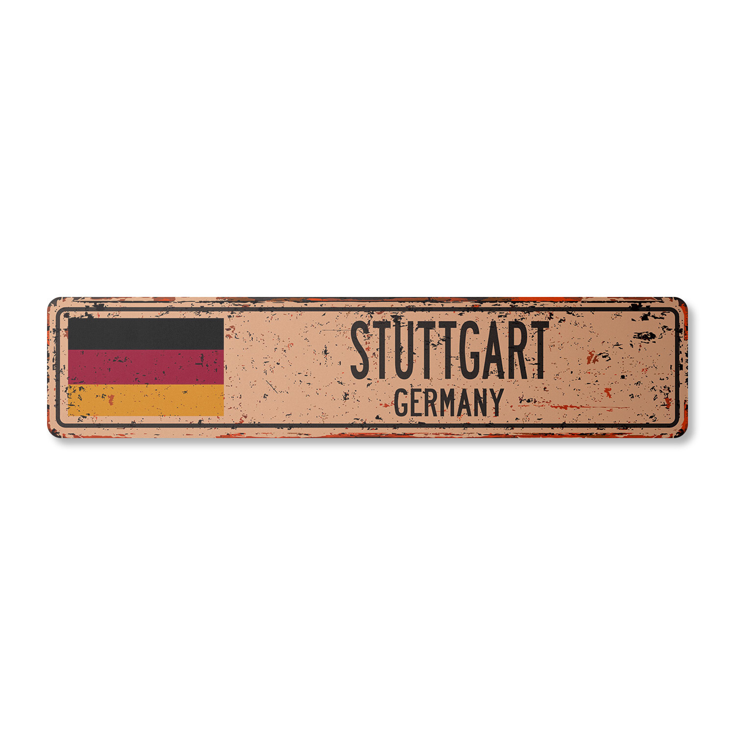 STUTTGART GERMANY Vintage Street Sign German flag city country road wall rustic
