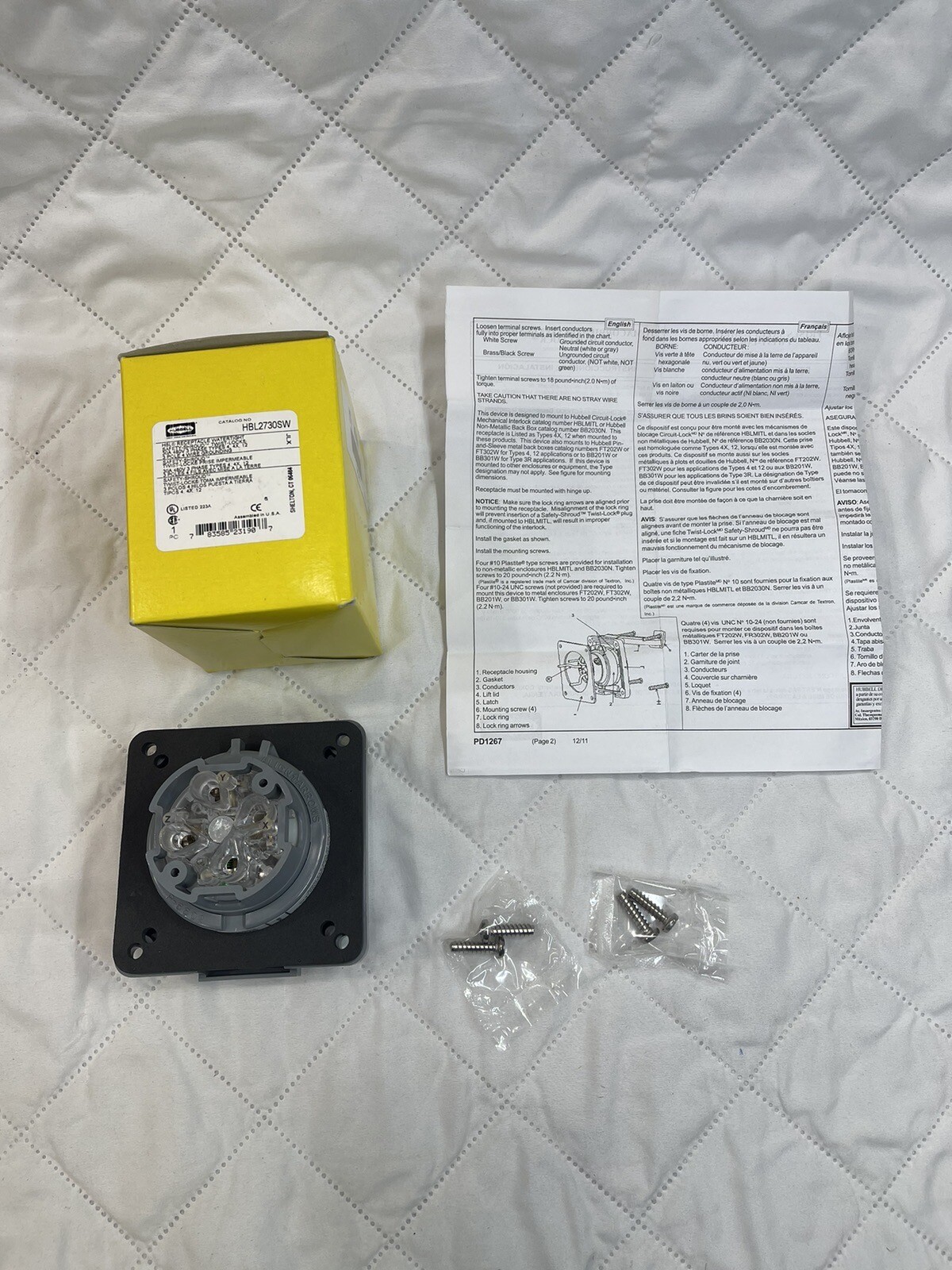 HUBBELL HBL2730SW HBL RECEPTACLE WATERTIGHT SAFETY 30 AMPS 480 VOLTS 3 POLE 4 WI