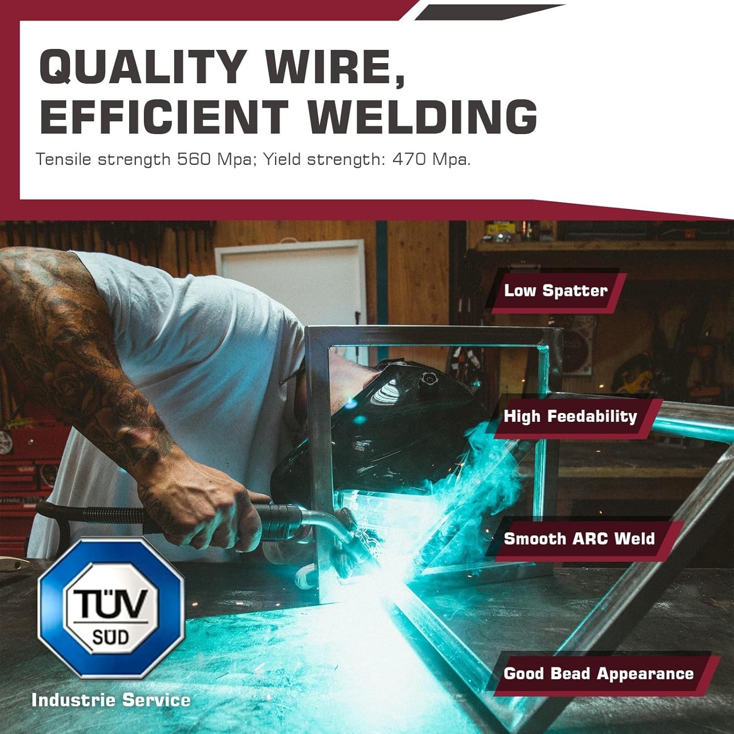 ARCCAPTAIN MIG Welding Wire, MIG Wire ER70S-6 2Lbs Gas Solid Carbon Steel 1KG