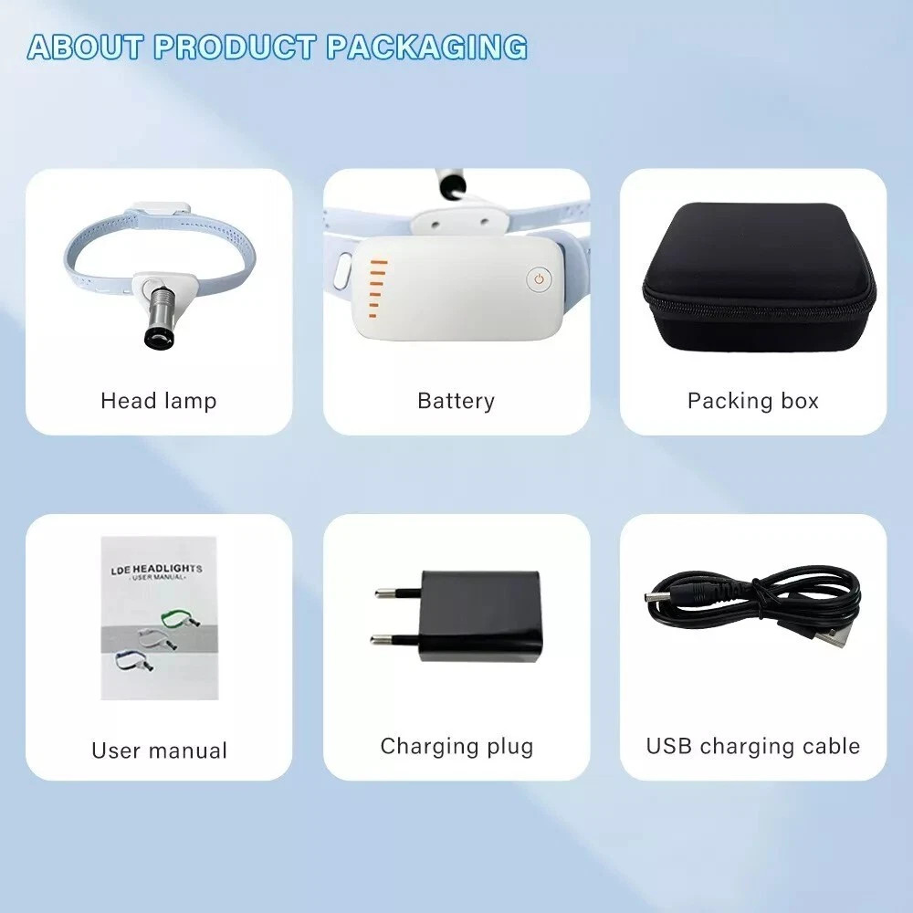 Dental Medical Wireless 5W LED Head Light Utra-light ENT Headband Headlight Blue