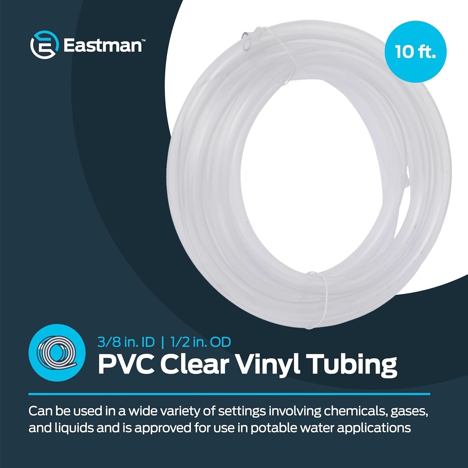 OD Clear PVC Vinyl Tubing 10 Ft Flexible Water Air Gas Hose