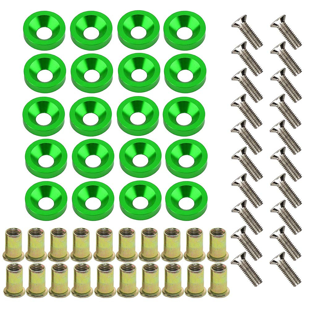 20PC CNC Fender Washer Bolt Rivet Nut Kit M6x20mm Aluminum Anodized Set