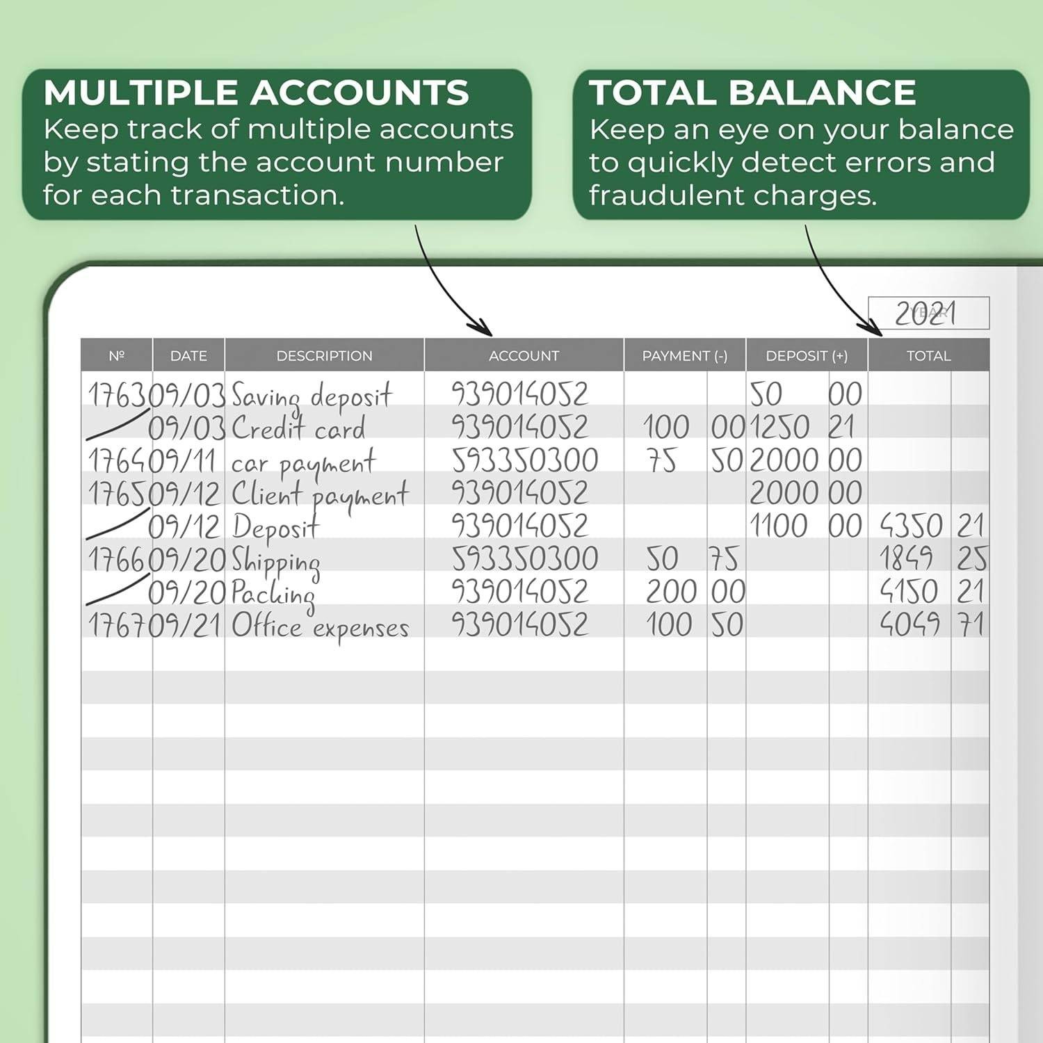 Clever Fox Accounting Ledger Book Dark Green Accounting Book