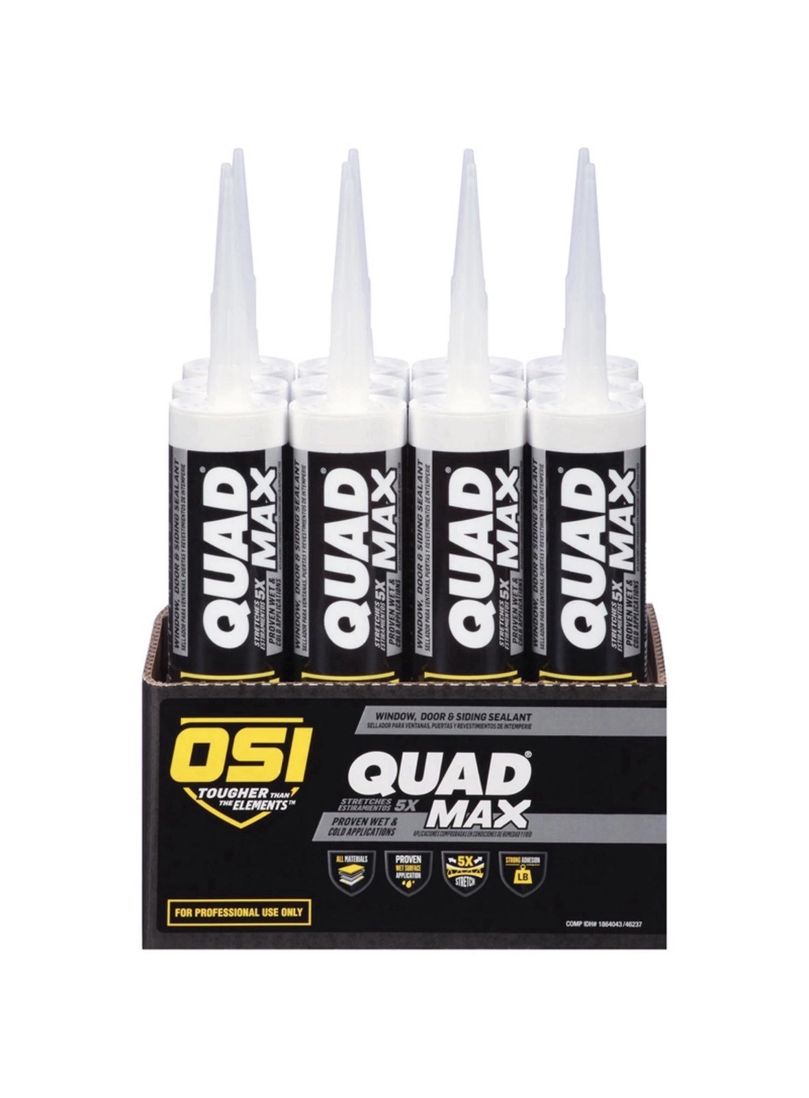 OSI 1868684 Quad Max Window Door & Siding White Sealant 9.5 oz. (Pack of 12)