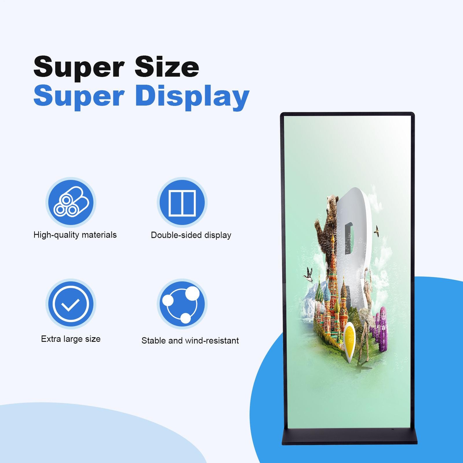 Poster Stand Floor Standing Sign Holder 72″ Heavy Duty Double-Sided