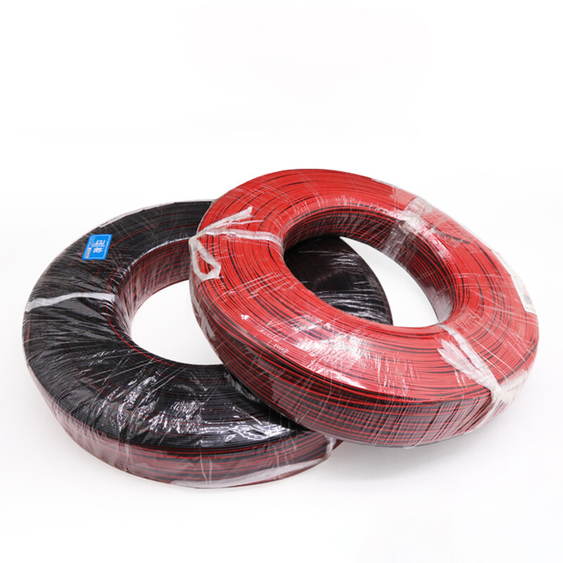 Twin 2 Core PVC Cable 30-16AWG Thin Wall Wire Automotive Red Black Round Profile