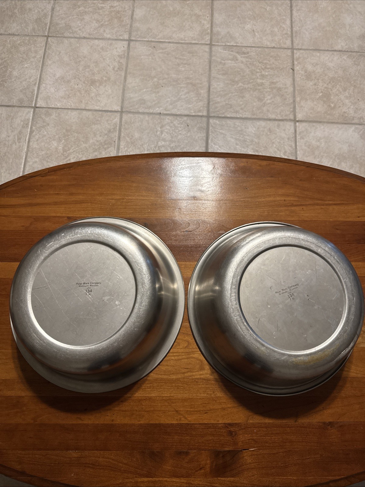 2 Surgical Bowls by Polar Ware Company 7 Qt Stainless Steel No. 134 Vintage USA