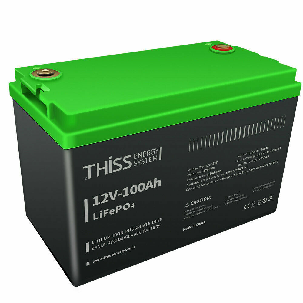 LiFePO4 12V 100AH Deep Cycle Lithium Iron Battery for RV Off Grid Solar Battery
