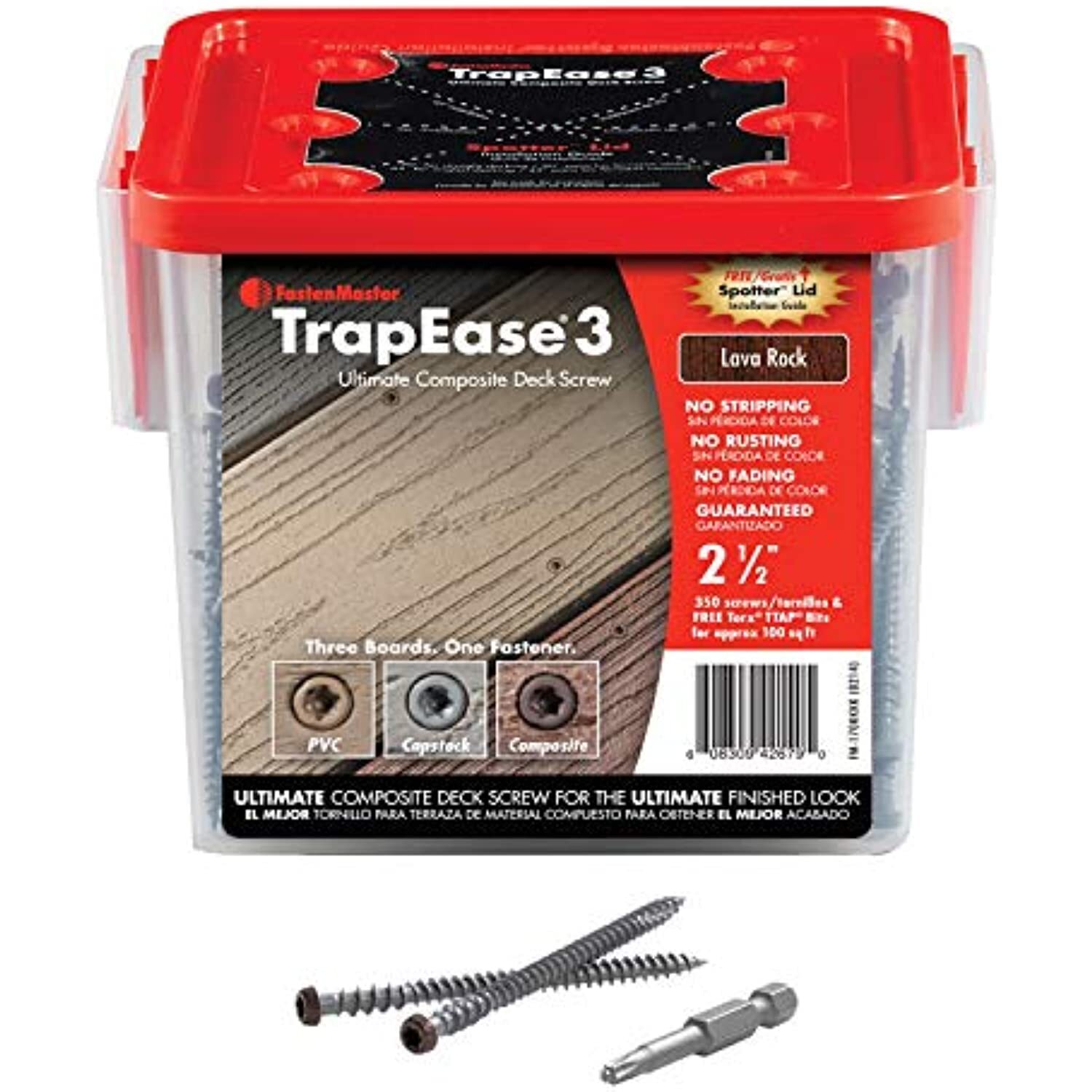 FastenMaster TrapEase 3 Deck Screws for Composite, PVC and Capstock Decking –