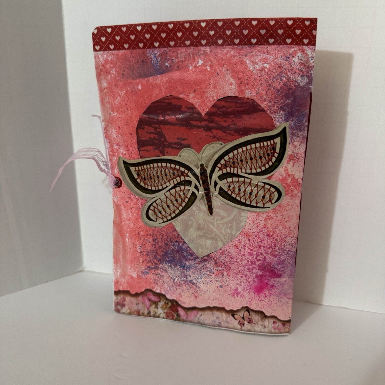Handmade Junk Journal Valentine Theme Measures 8.5 X 5.5 Inches