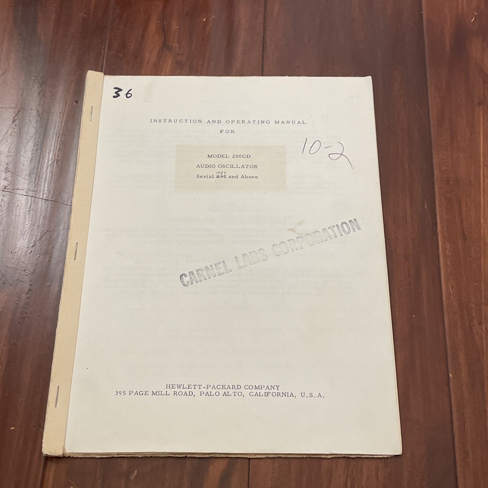HP 200CD Audio Oscillator Instruction & Operating Manual