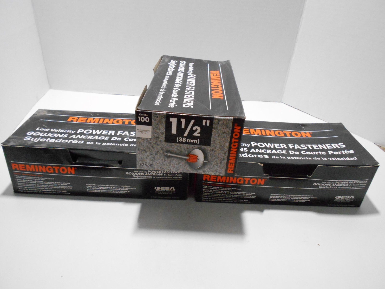 NEW Remington Lot of 3 Boxes Power Fasteners 1 1/2″ 38mm 77560 300 Total