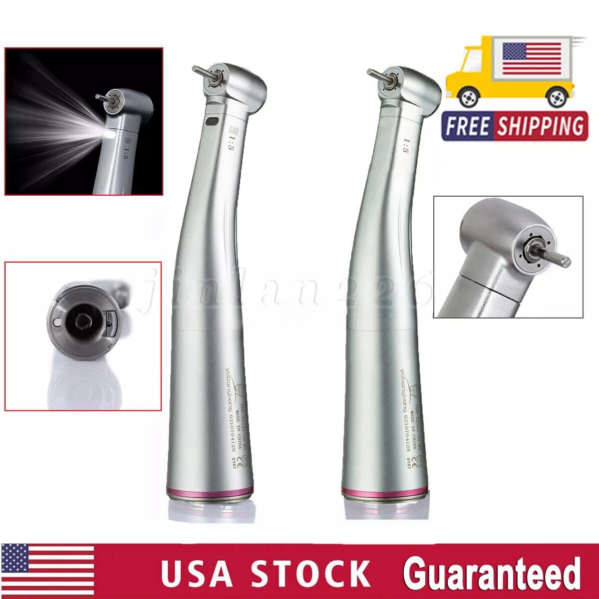 Dental 1:5 Fiber Optic LED Contra Angle Handpiece fit NSK E-type Electric Motor