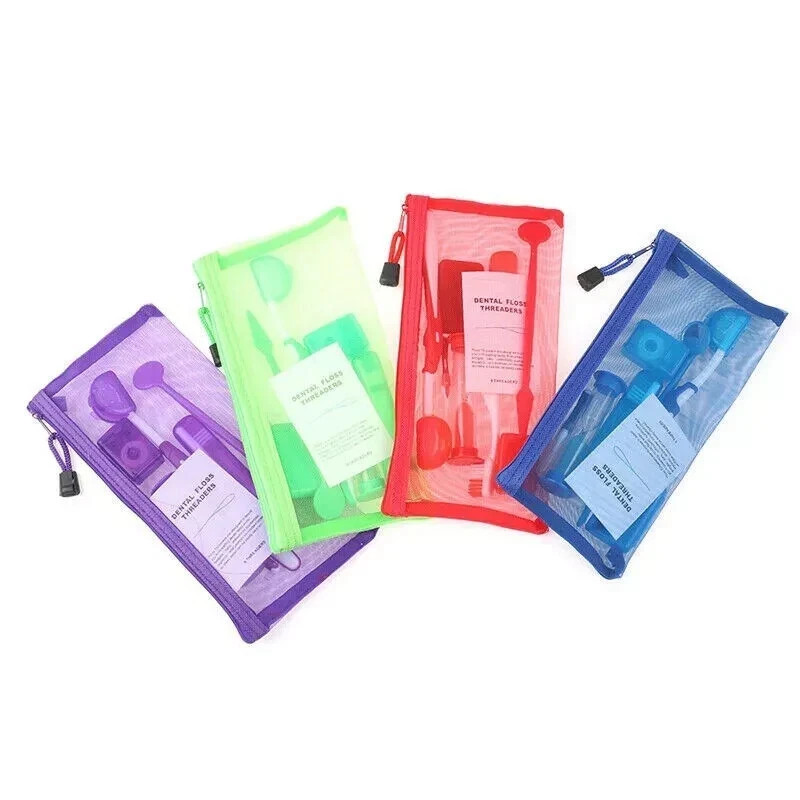 4 Colors Orthodontic Dental Oral Care Teeth Whitening Hygiene Brush Floss Kit