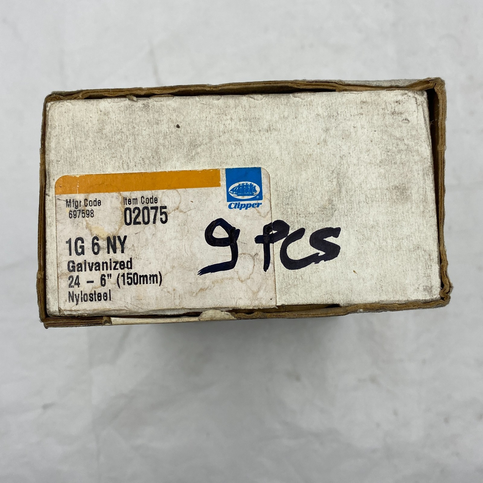 Clipper 02075 Belt Fasteners 1G-6-NY Galvanized 24-6″ (150mm) – Box of 9