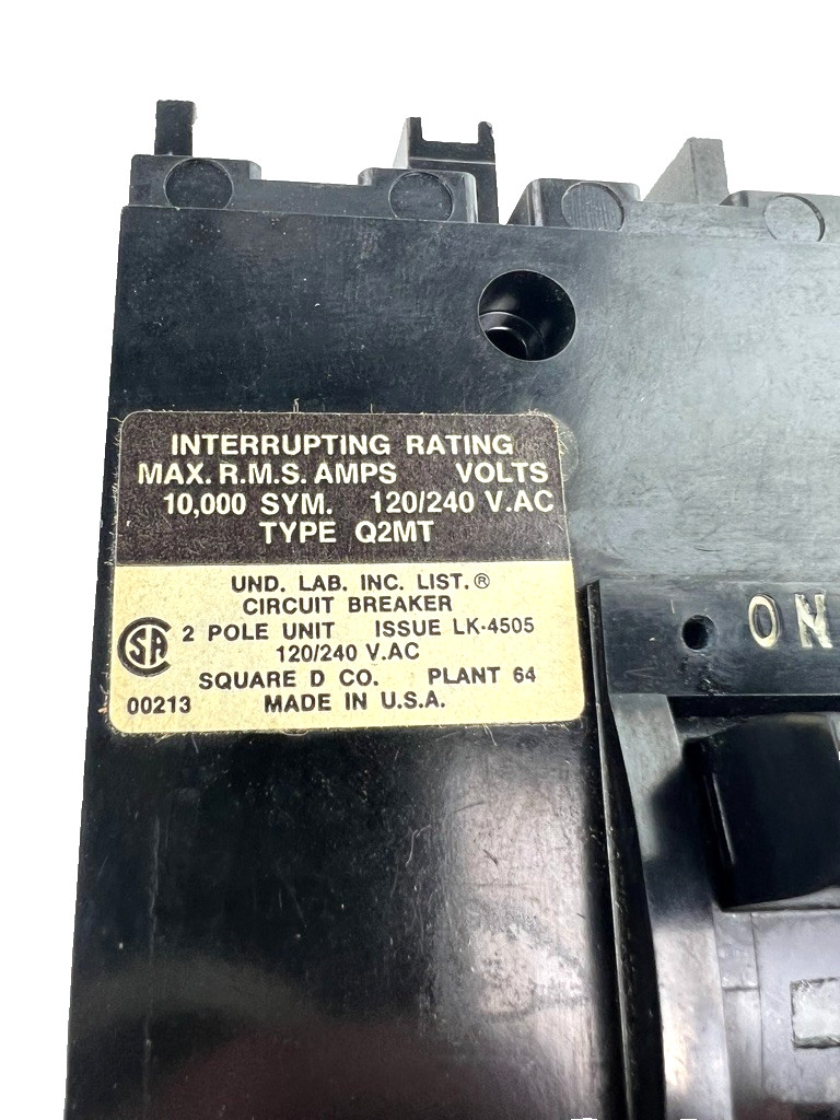 Square D Q2M2200MT 200 Amp 2 Pole Circuit Breaker Type Q2MT 240V 2P 200A — NICE