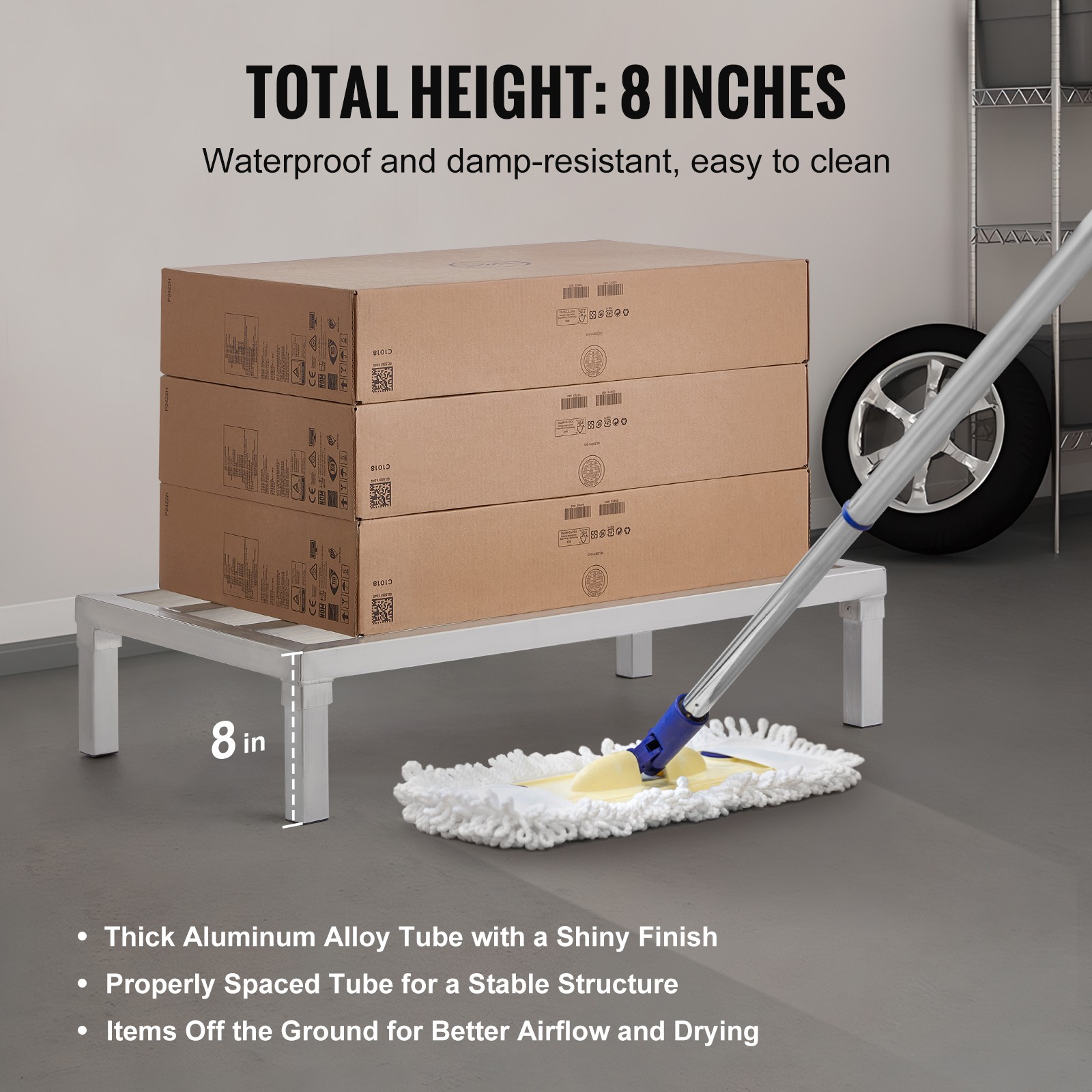 VEVOR Aluminum Dunnage Rack Stationary Dunnage Rack 36” x 20” x 8” Storage Rack