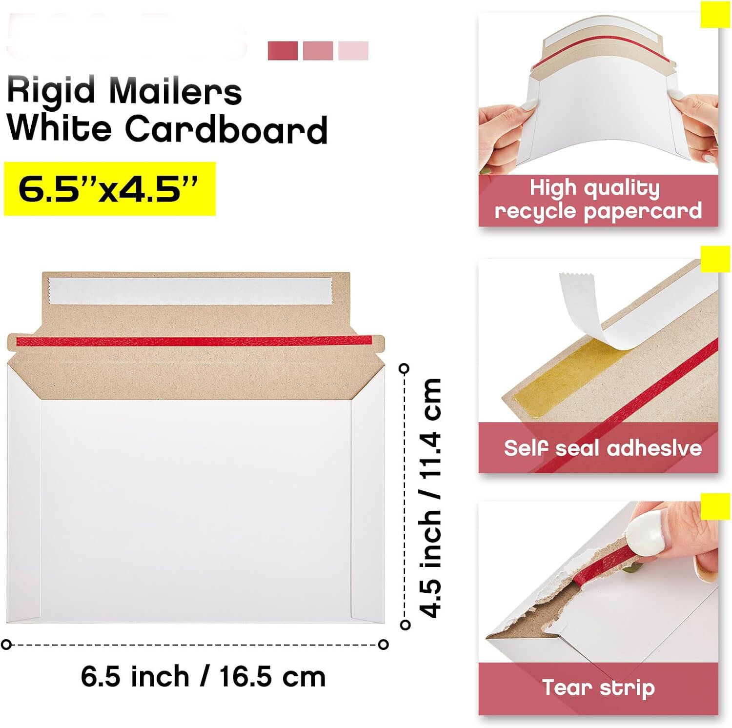 6.5″ x 4.5″ 25-200Pack Rigid Photo Shipping Flats Cardboard Envelope Mailers