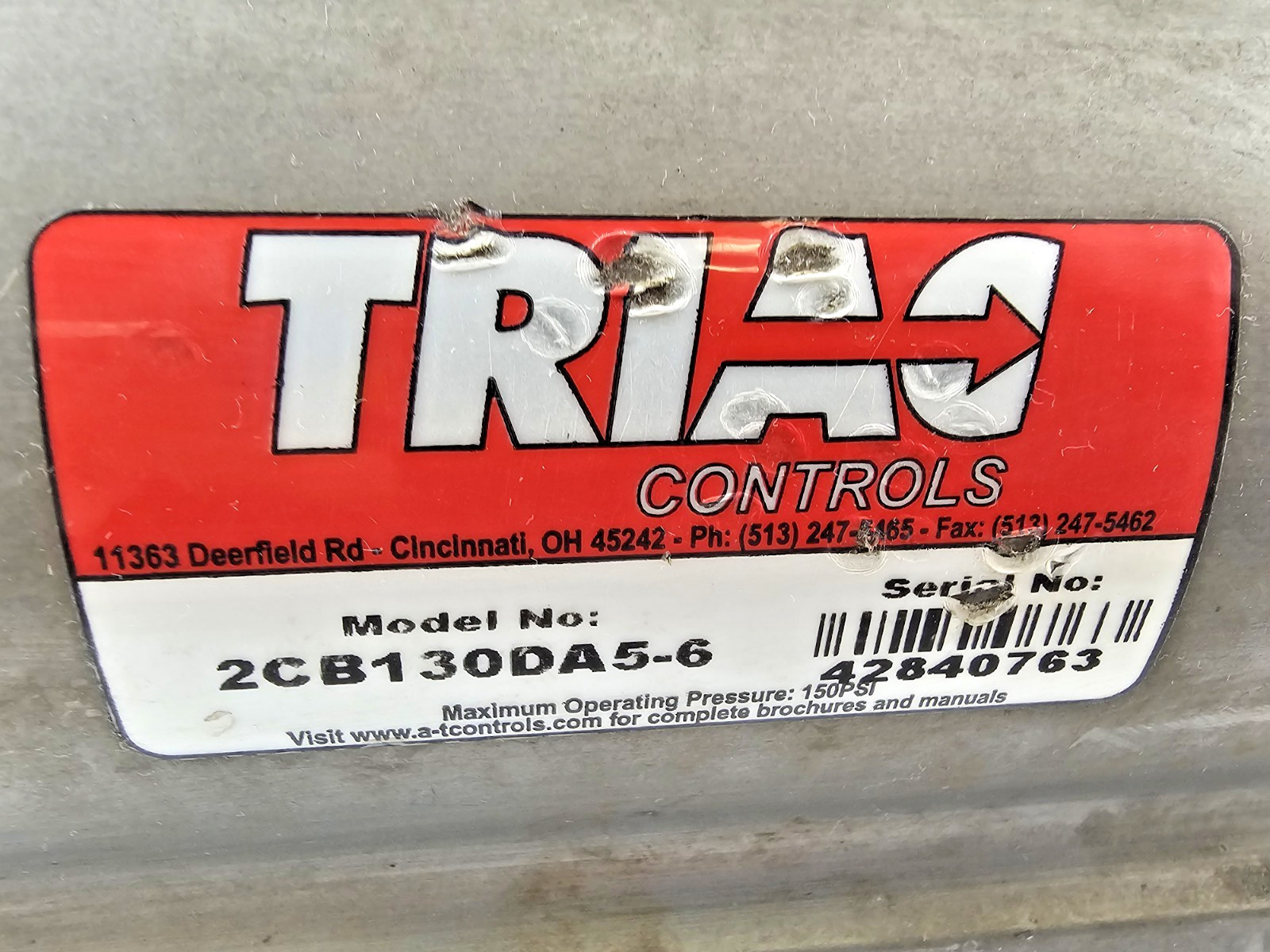 Triac Controls 2CB130DA5-6 Double Acting Actuator 130A 150PSI