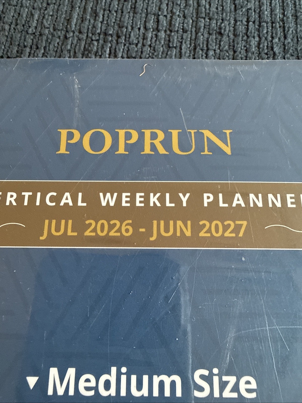 Poprun Vertical Weekly Planner 2026-2027 Medium Black Leather