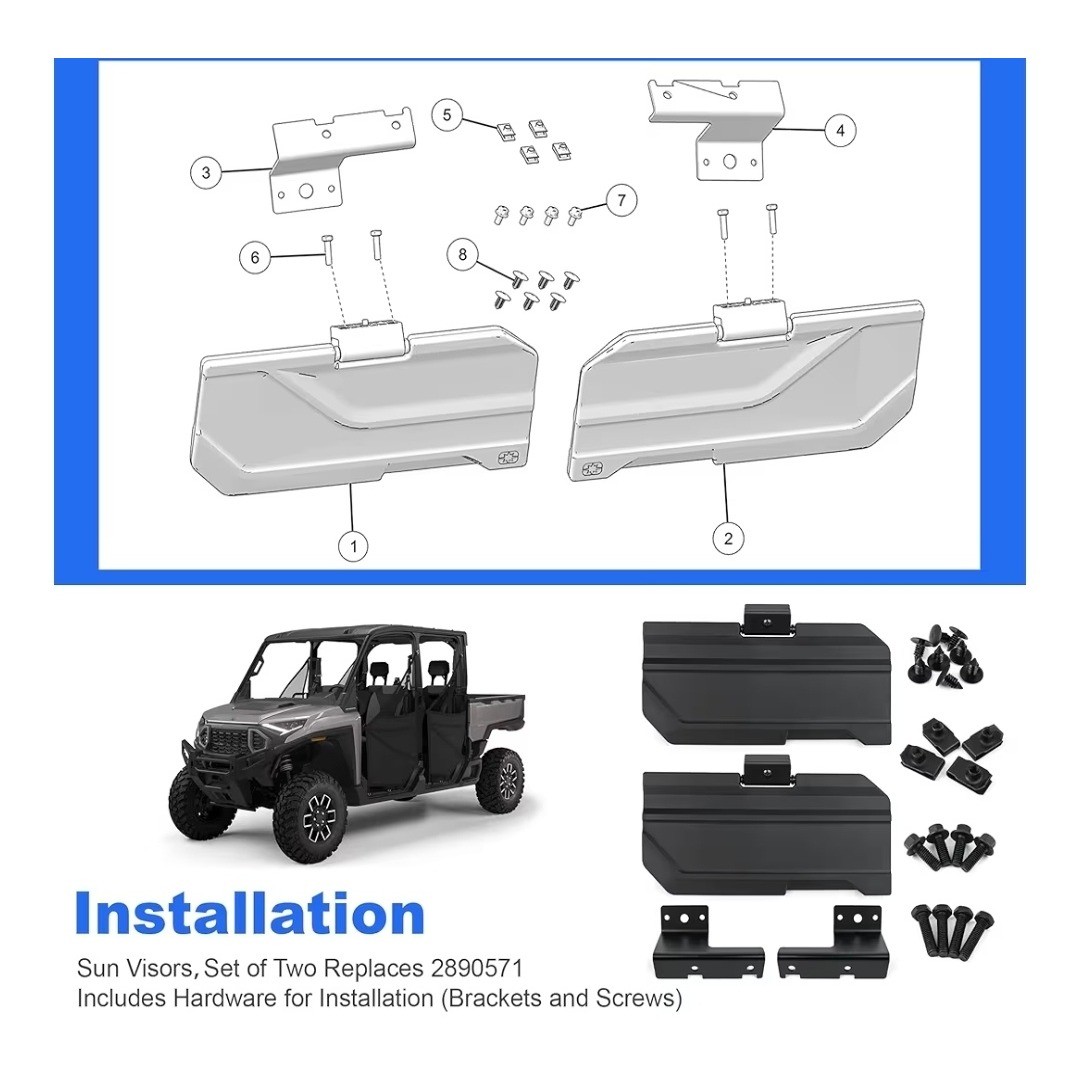 Polaris Ranger XD 1500 Sun Visor Set 2024-2025 NorthStar Premium AATF115-A Black