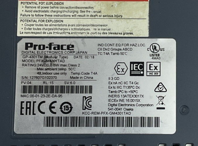 PRO-FACE KCC-REM-PFX-GM4301TAD TM CONTROLLER 24VDC PFXGM4301TAD