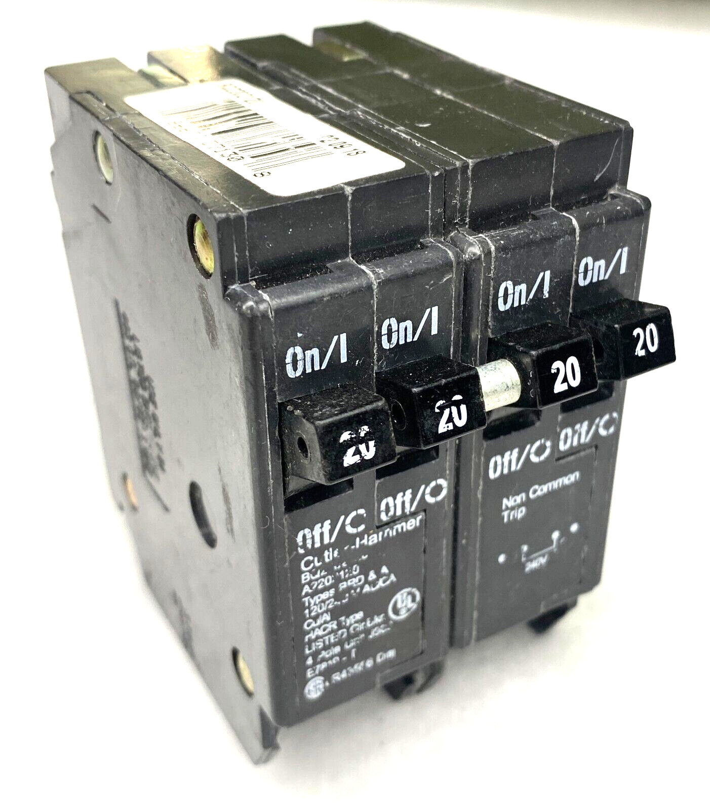 20A Cutler Hammer BQ220220 Circuit Breaker 4P 20 Amp 120V/240V Non Common Trip