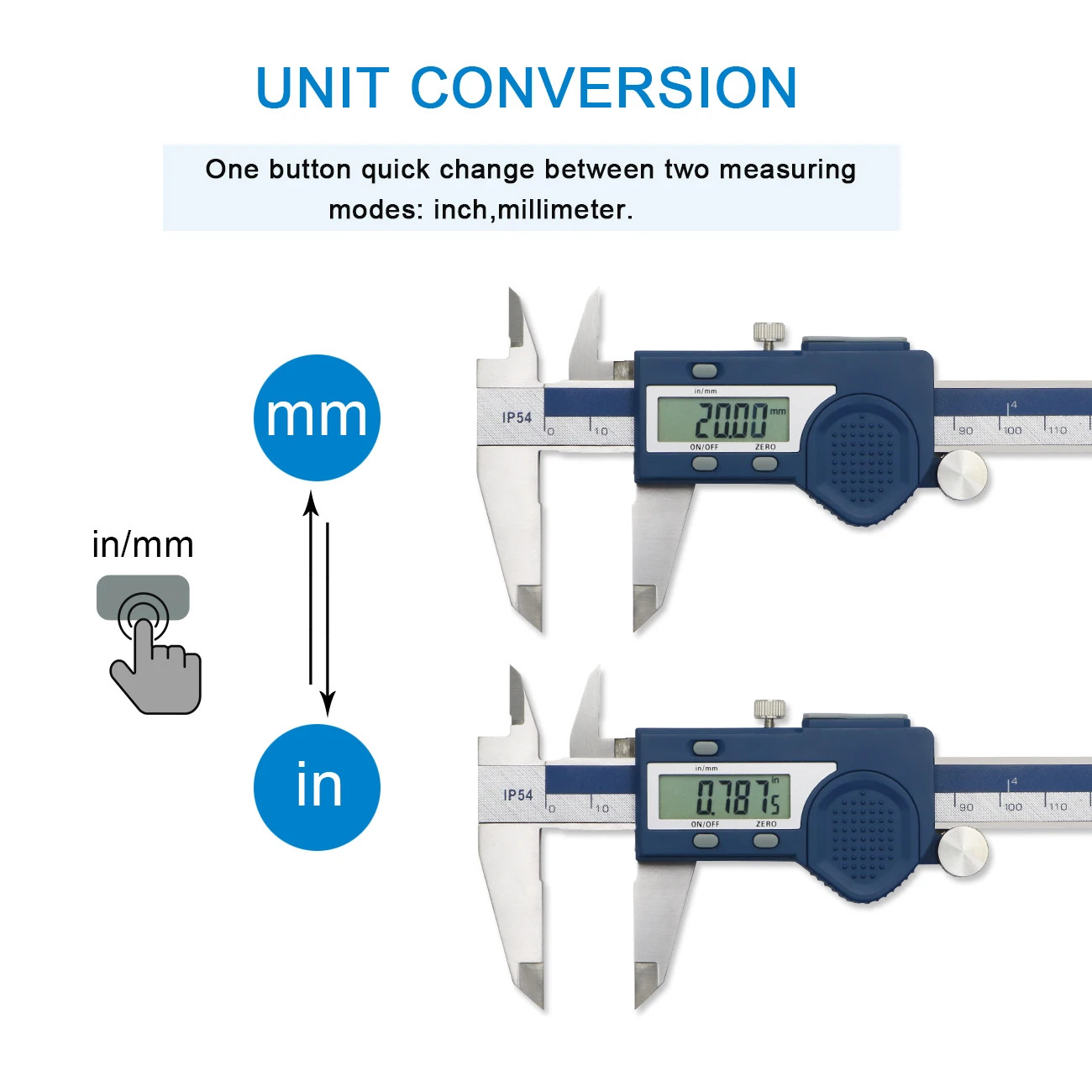 SHAHE Digital Caliper 8 Inch 200mm Hardened Stainless Steel Electronic LCD