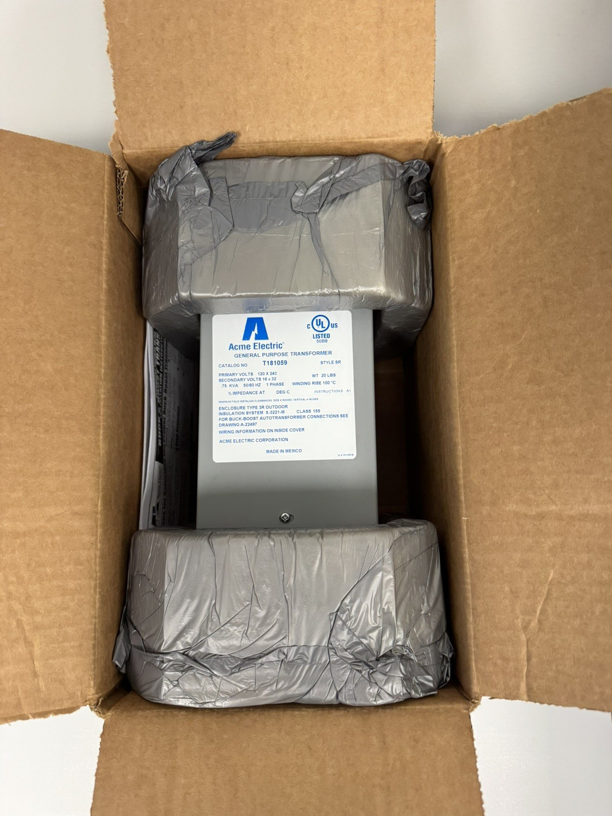 Acme Electric T181059 General Purpose Transformer 120×240 Volts 50/60Hz