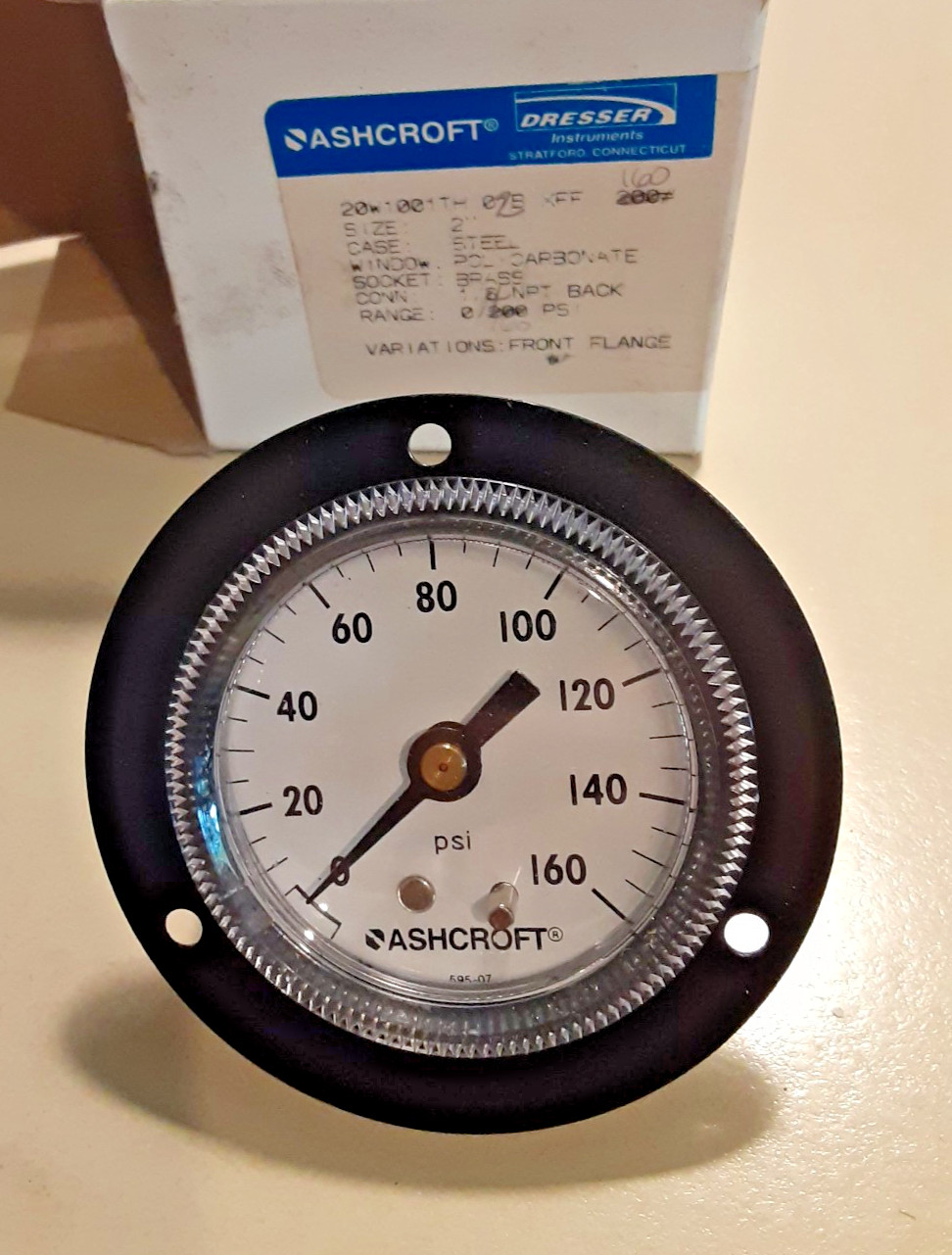 Flange Mount Pressure Gauge Ashcroft 2″ Flange Mount 0 – 160 PSI