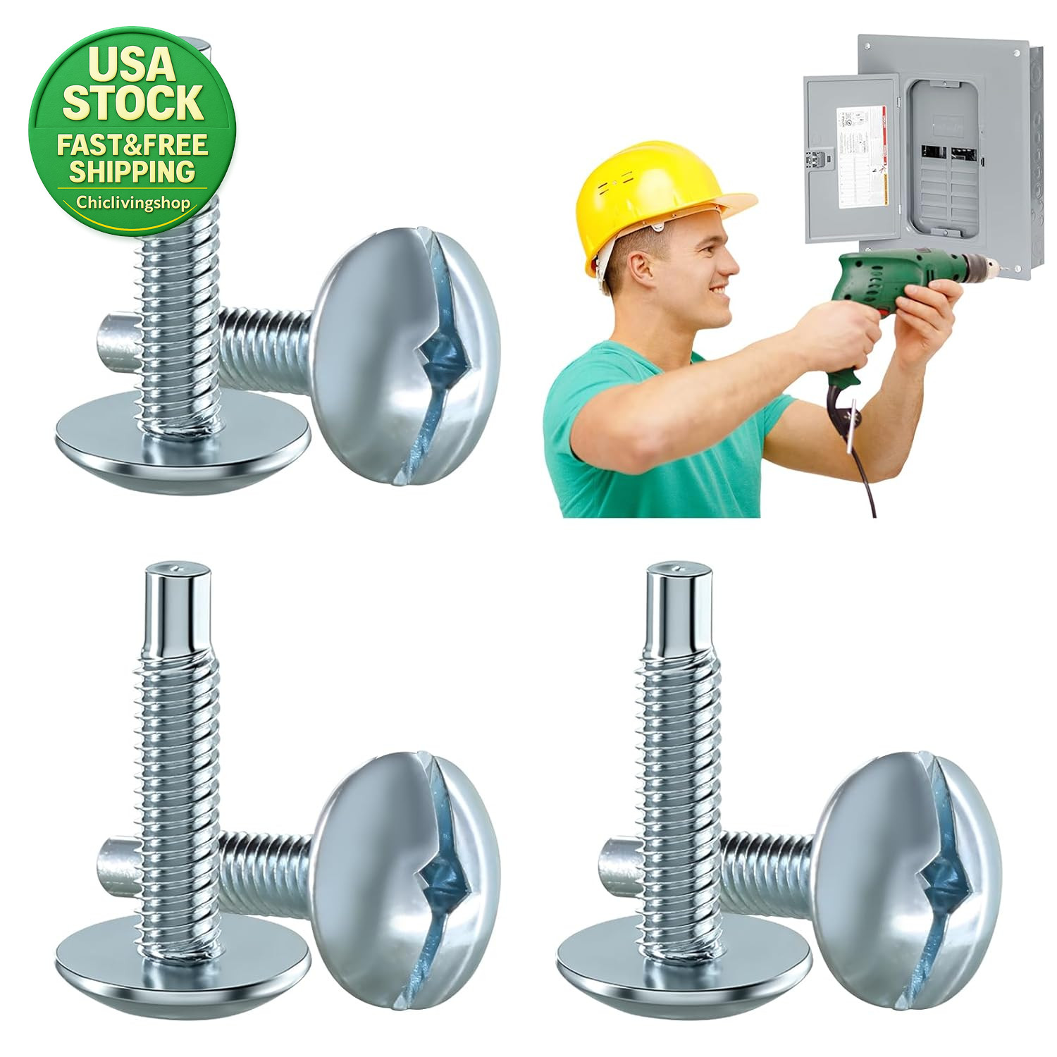 Load Center Cover Replacement Screws Zinc for Square D Siemens Murray 0.9In