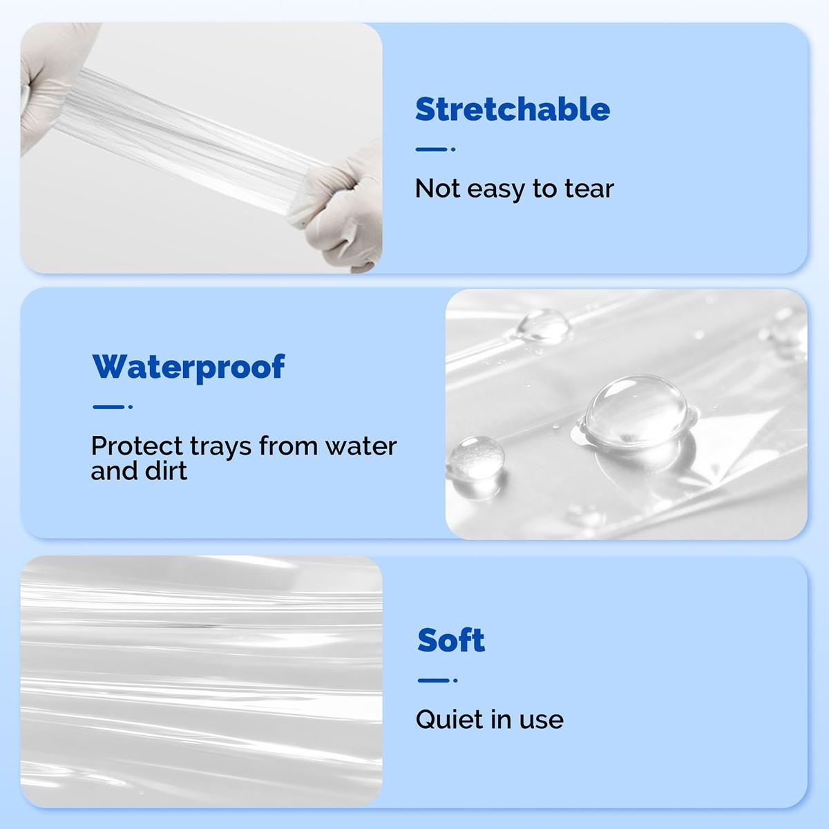 500Pcs/box Dental Tray Covers Disposable Plastic Protective Transparent