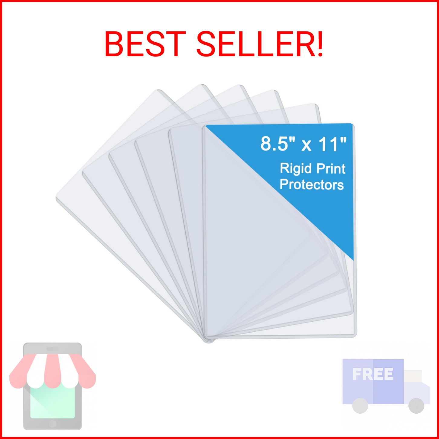 Rainmae 6 Pack 8.5″ x 11″ Rigid Print Protectors, Clear Waterproof Hard Plastic