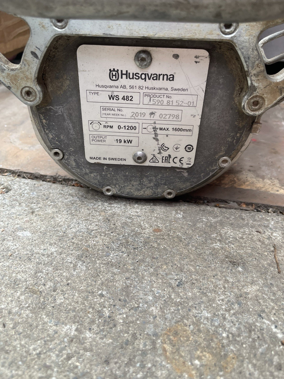 Husqvarna WS 482 HF System With PP 490 Wall Saw