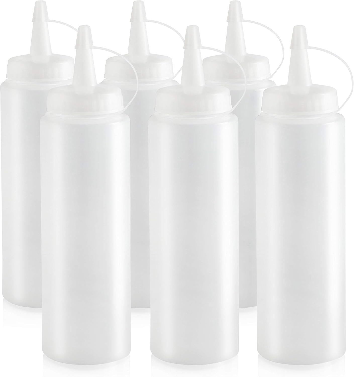 Plastic Squeeze Bottles 8 oz Clear Pack of 6 Leak Resistant BPA Free Reusable